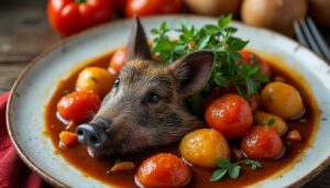 découvrez notre civet de sanglier corse, un plat authentique alliant saveurs sauvages et richesse du terroir pour un voyage gustatif unique.