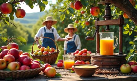 découvrez les étapes clés de la récolte des pommes et leur transformation en délicieux jus et compotes maison.