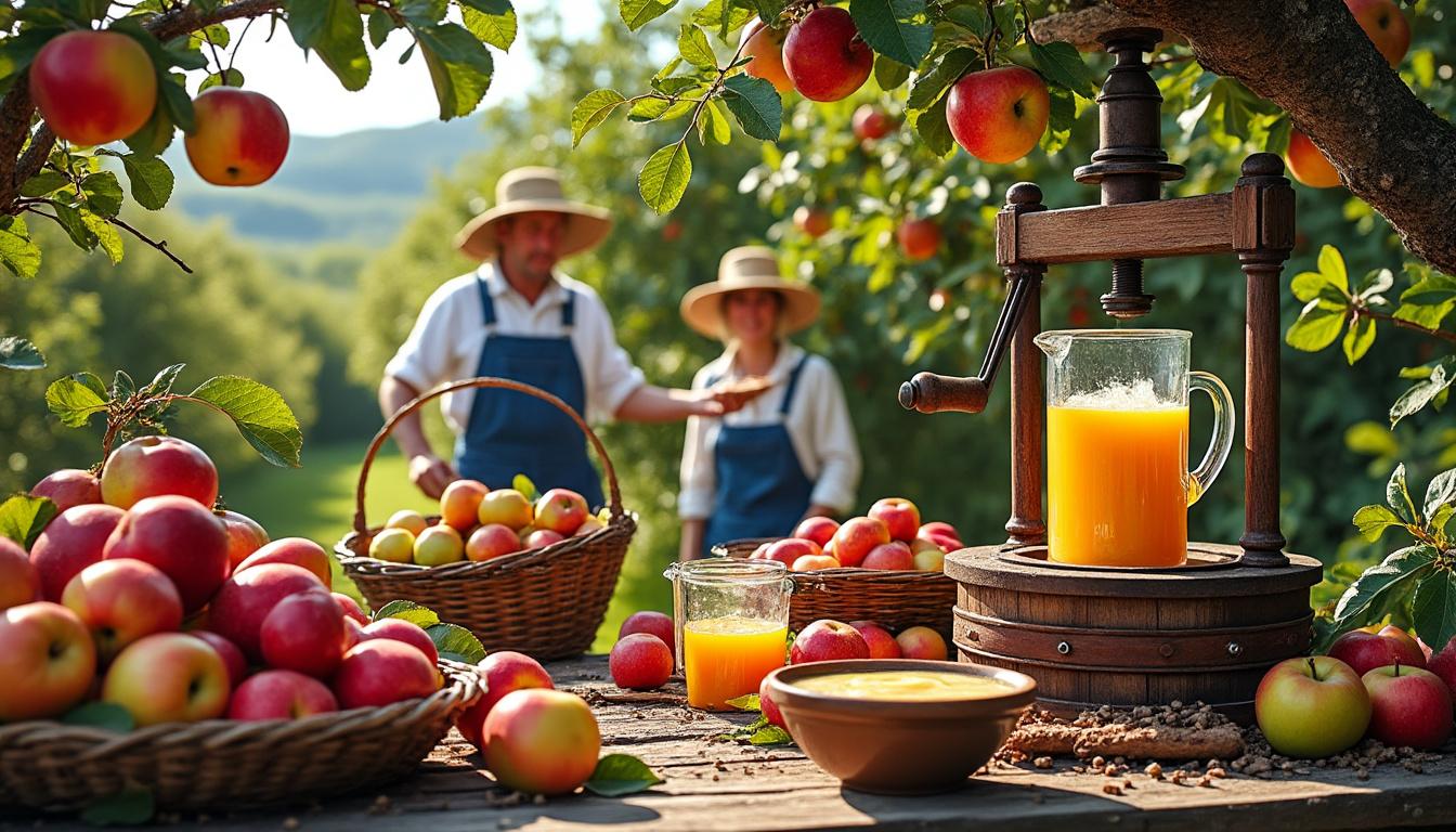 découvrez les étapes clés de la récolte des pommes et leur transformation en délicieux jus et compotes maison.