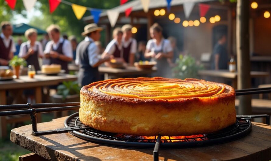 Gâteau à la broche pour la fête des villages
