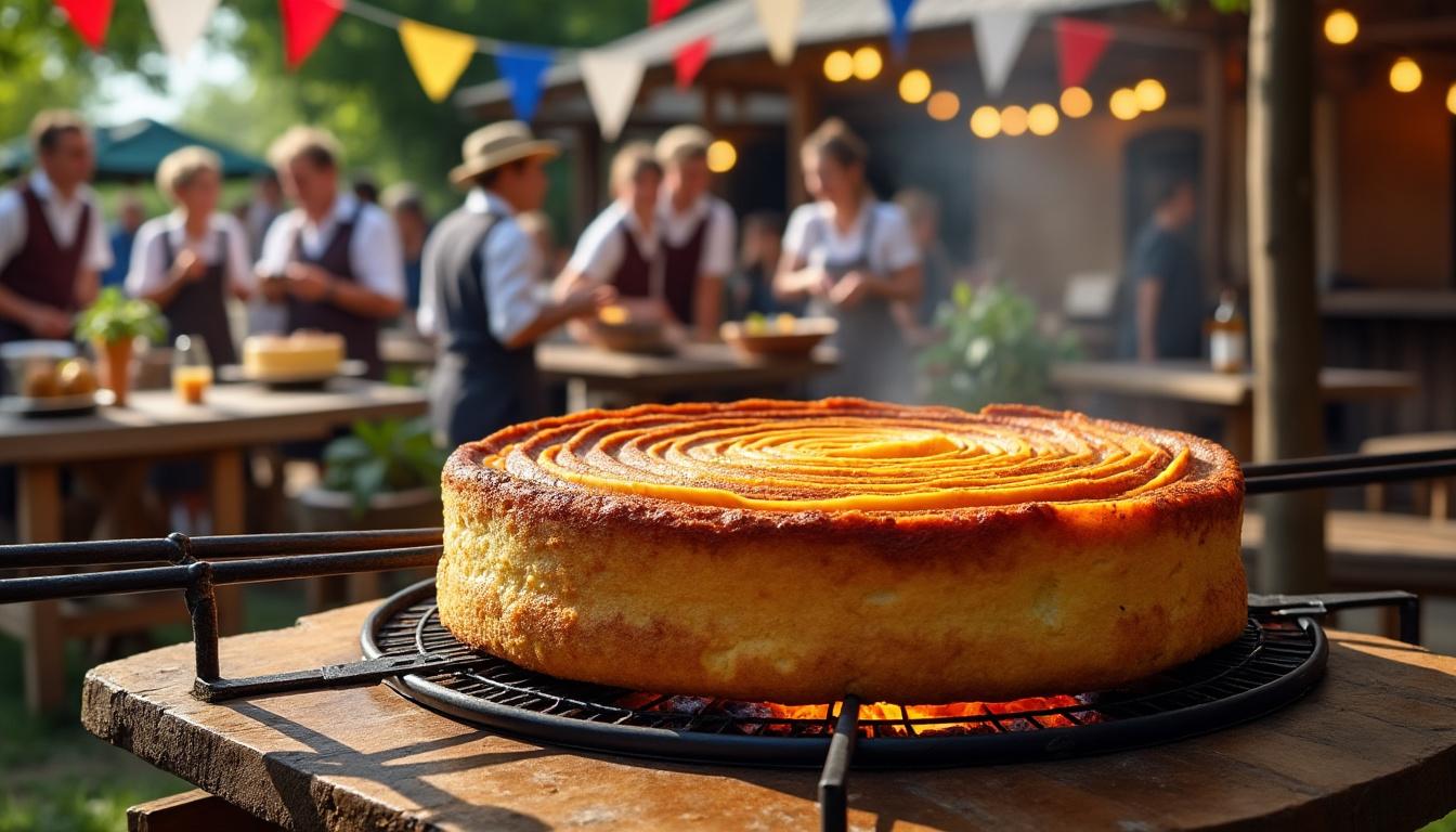 découvrez notre recette traditionnelle de gâteau à la broche, parfait pour célébrer la fête des villages avec gourmandise et convivialité.