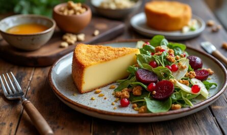 découvrez notre recette savoureuse de munster pané accompagné d'une fraîche salade d'hiver, un plat réconfortant et gourmand parfait pour la saison froide.