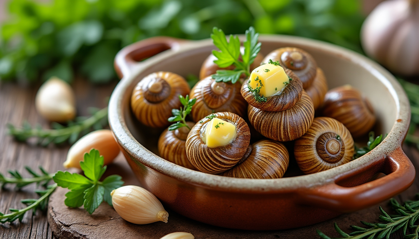 découvrez nos escargots de bourgogne préparés avec un délicieux ail du jardin, pour une saveur authentique et gourmande.