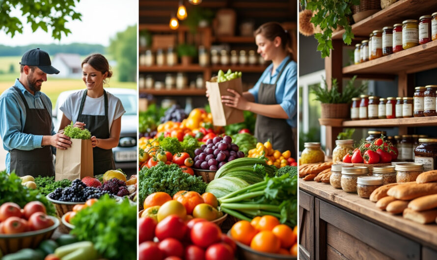 La commercialisation des produits fermiers : marché, boutiques, drive