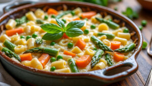 découvrez une recette légère de croziflette aux légumes nouveaux, alliant saveurs fraîches et gourmandise pour un repas sain et convivial.