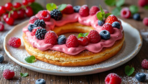découvrez notre paris-brest revisité aux fruits rouges, une délicieuse pâtisserie alliant la gourmandise du classique à la fraîcheur des fruits rouges.