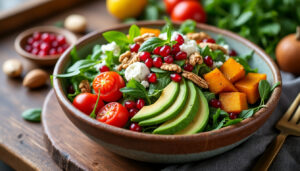 découvrez notre saladier gourmand de saison, une délicieuse sélection de produits frais et colorés pour un repas sain et savoureux.