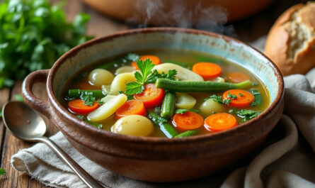 découvrez notre délicieuse soupe bretonne aux légumes du jardin, une recette traditionnelle et savoureuse qui réchauffe vos repas avec des ingrédients frais et locaux.