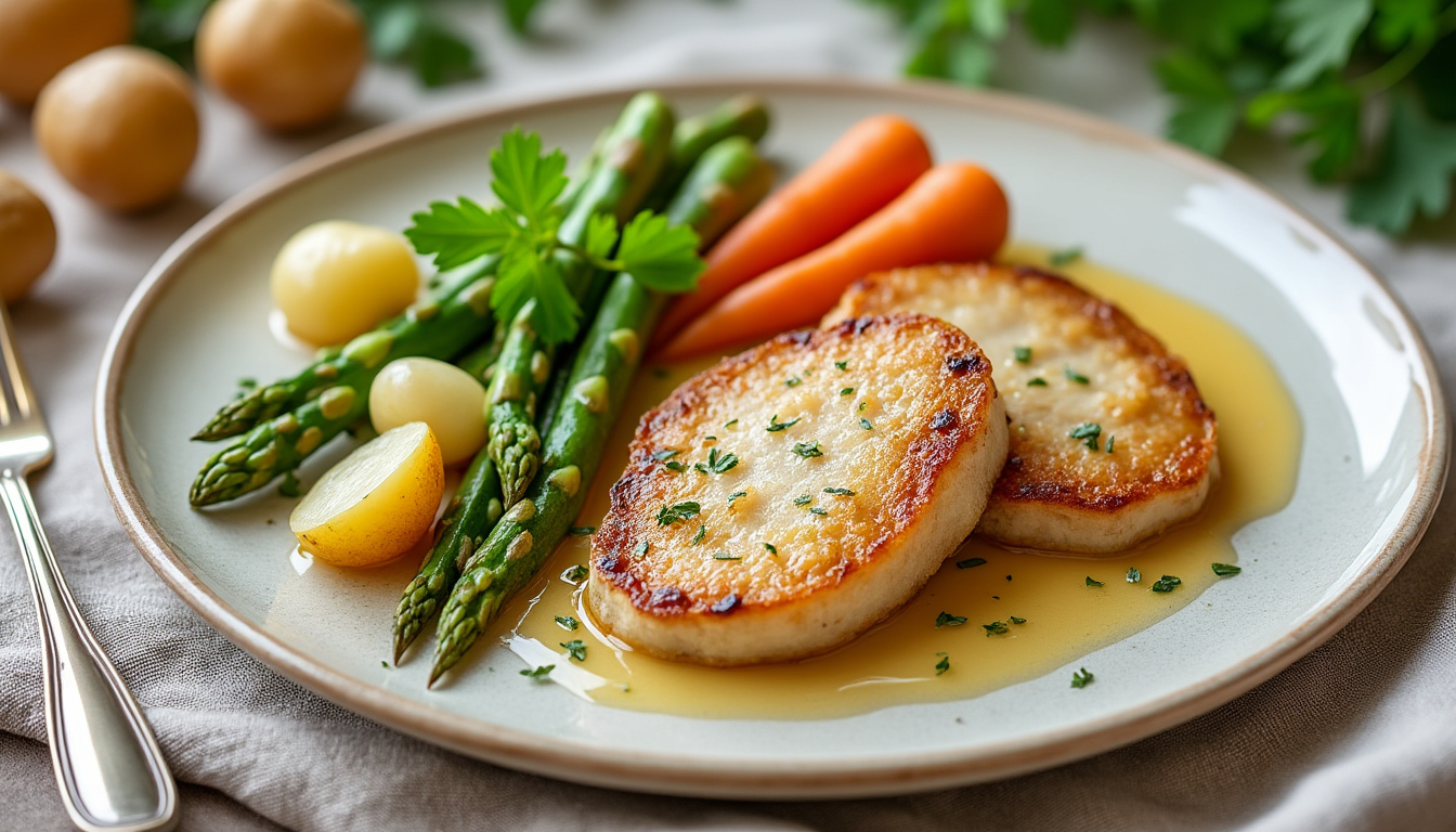 découvrez une recette savoureuse d’escalopes de veau accompagnées de légumes primeurs, idéale pour un repas printanier gourmand et équilibré.